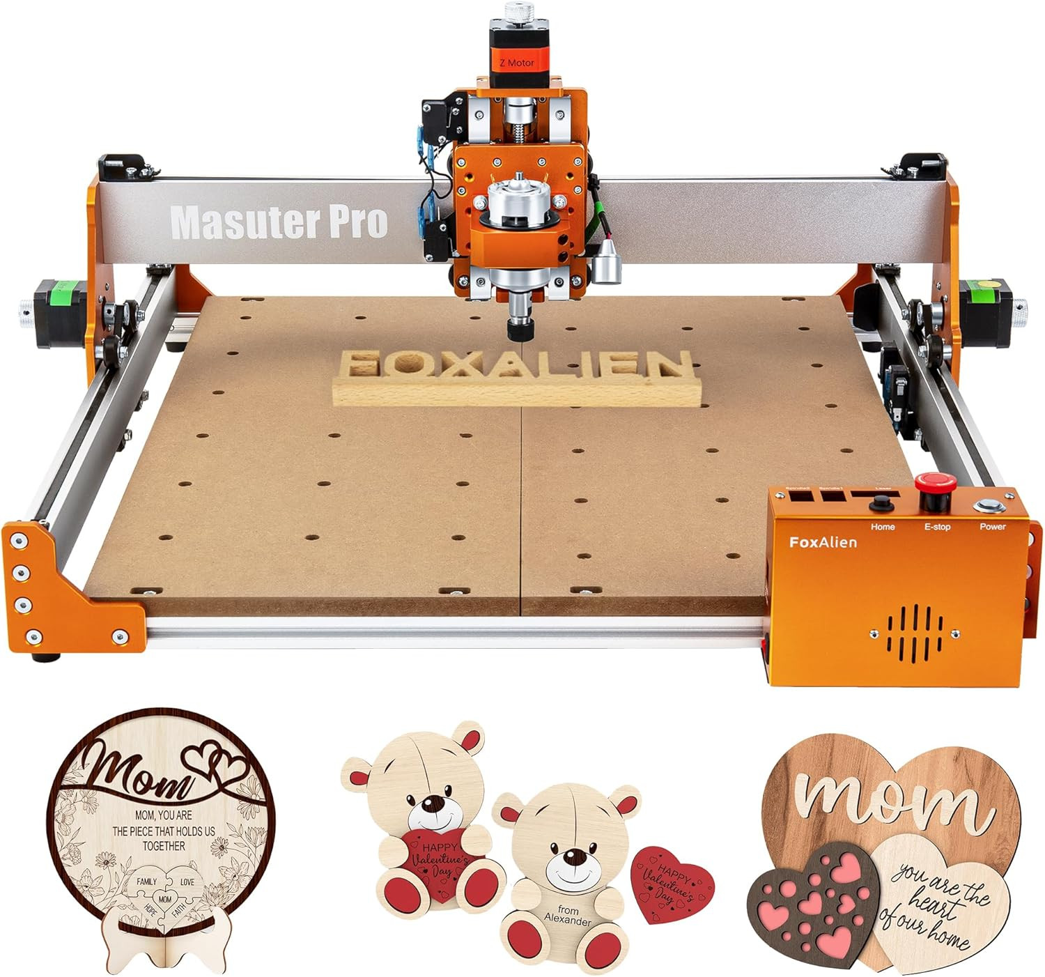 FoxAlien Masuter Pro CNC Router Machine, Upgraded 3-Axis Engraving All-Metal Milling Machine for Wood Acrylic MDF Nylon Carving Cutting